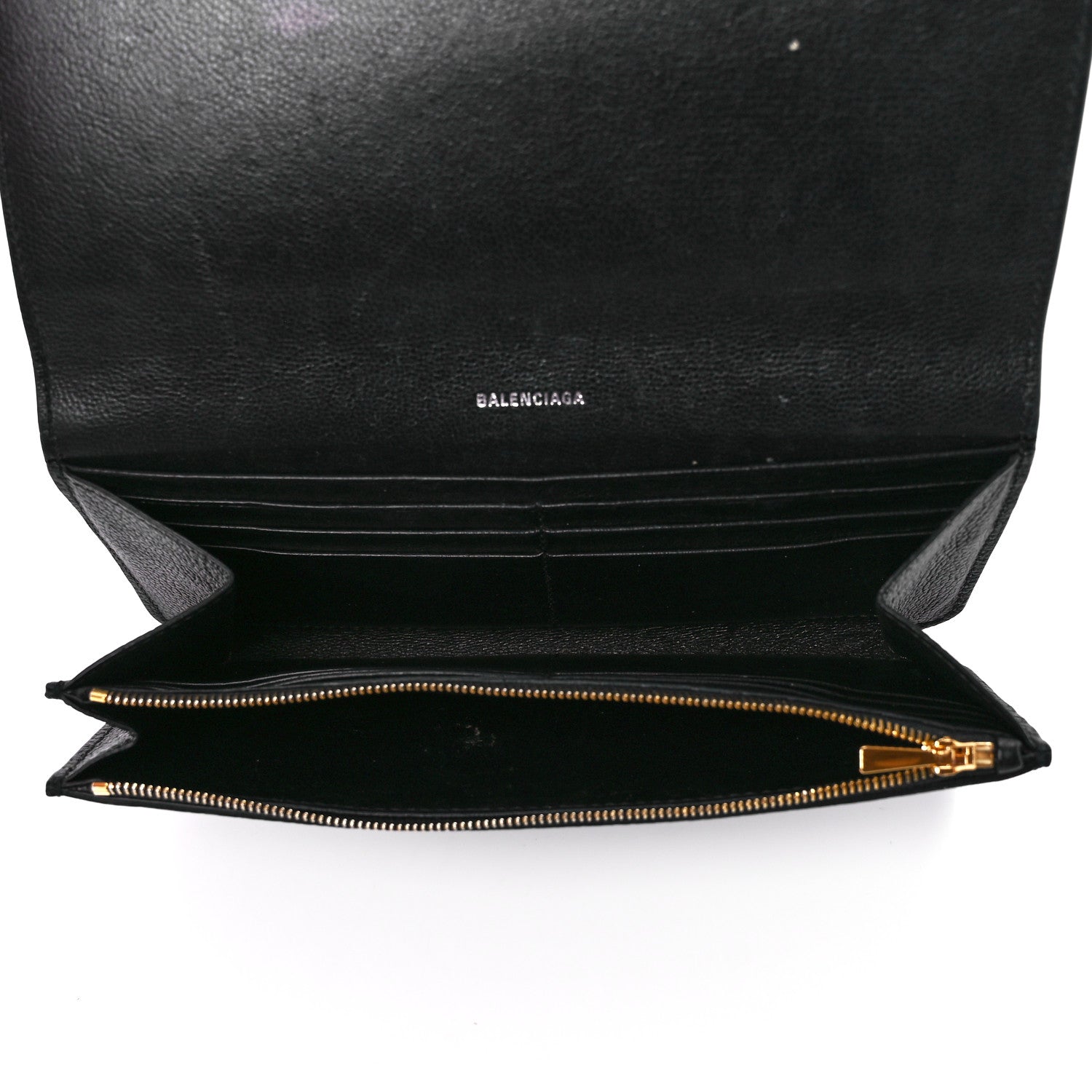 Balenciaga Grained Calfskin Logo Cash Thin Money Wallet Black White 5 of 12