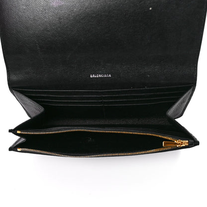 Balenciaga Grained Calfskin Logo Cash Thin Money Wallet Black White 5 of 12