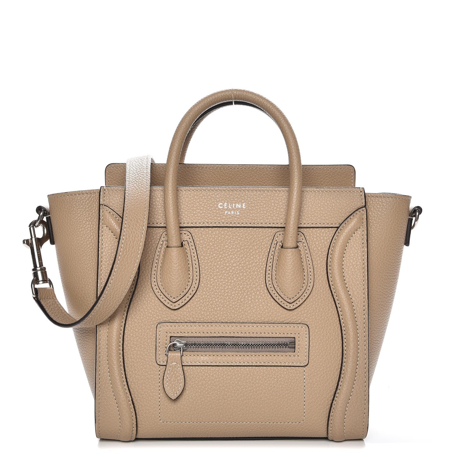 Celine Drummed Calfskin Nano Luggage Dune 1 of 8