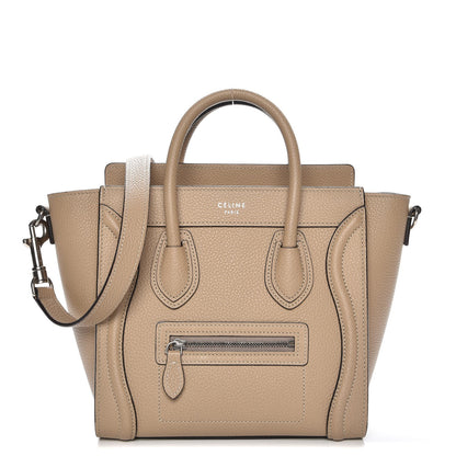 Celine Drummed Calfskin Nano Luggage Dune 1 of 8