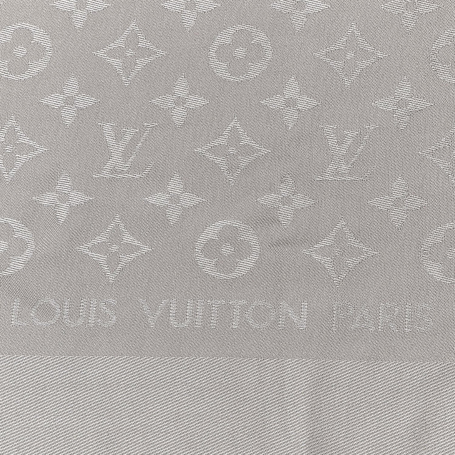Louis Vuitton Silk Wool Monogram Shawl Greige 3 of 3