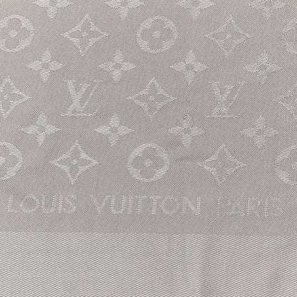 Louis Vuitton Silk Wool Monogram Shawl Greige 3 of 3