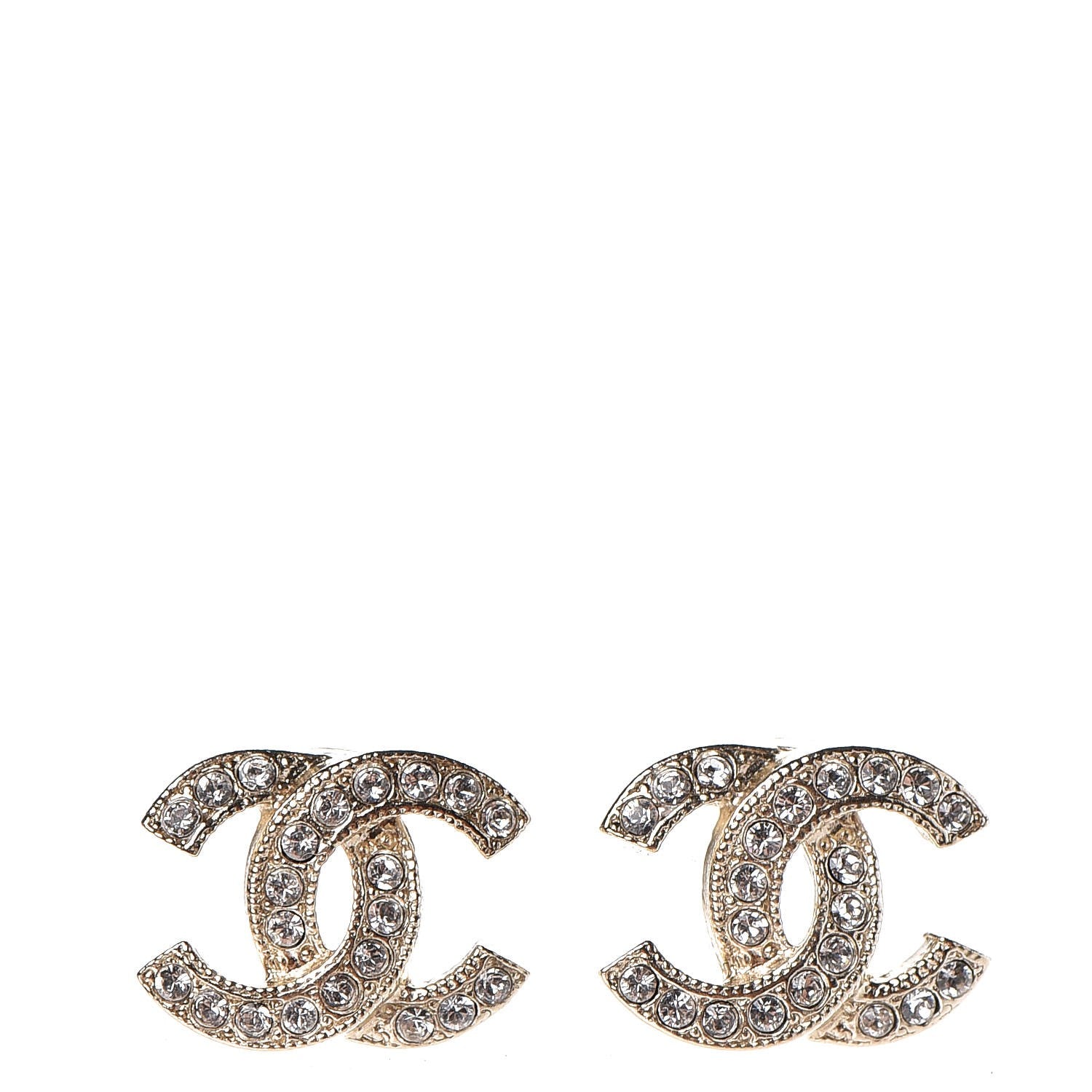 Chanel Crystal CC Earrings Gold 1 of 4