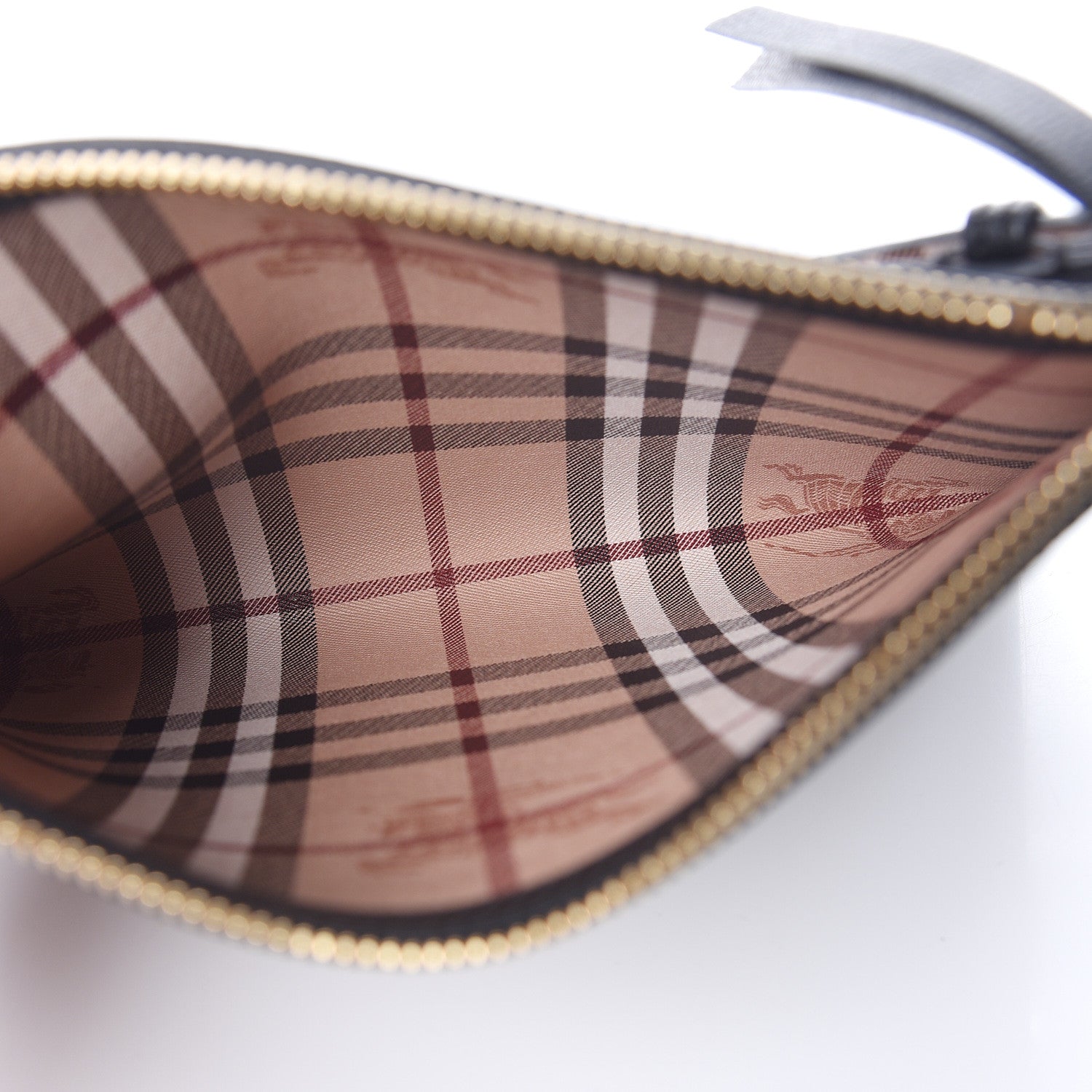 Burberry Grainy Calfskin Haymarket Check Zip Pouch Black 5 of 7