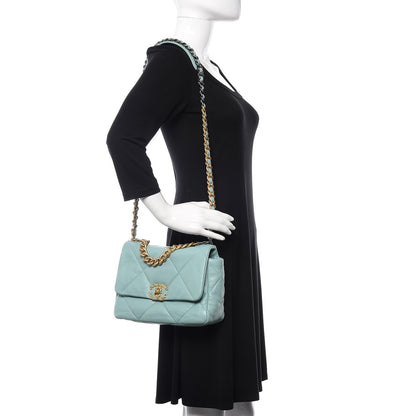 Chanel Lambskin Quilted Medium Chanel 19 Flap Light Blue 2 of 10