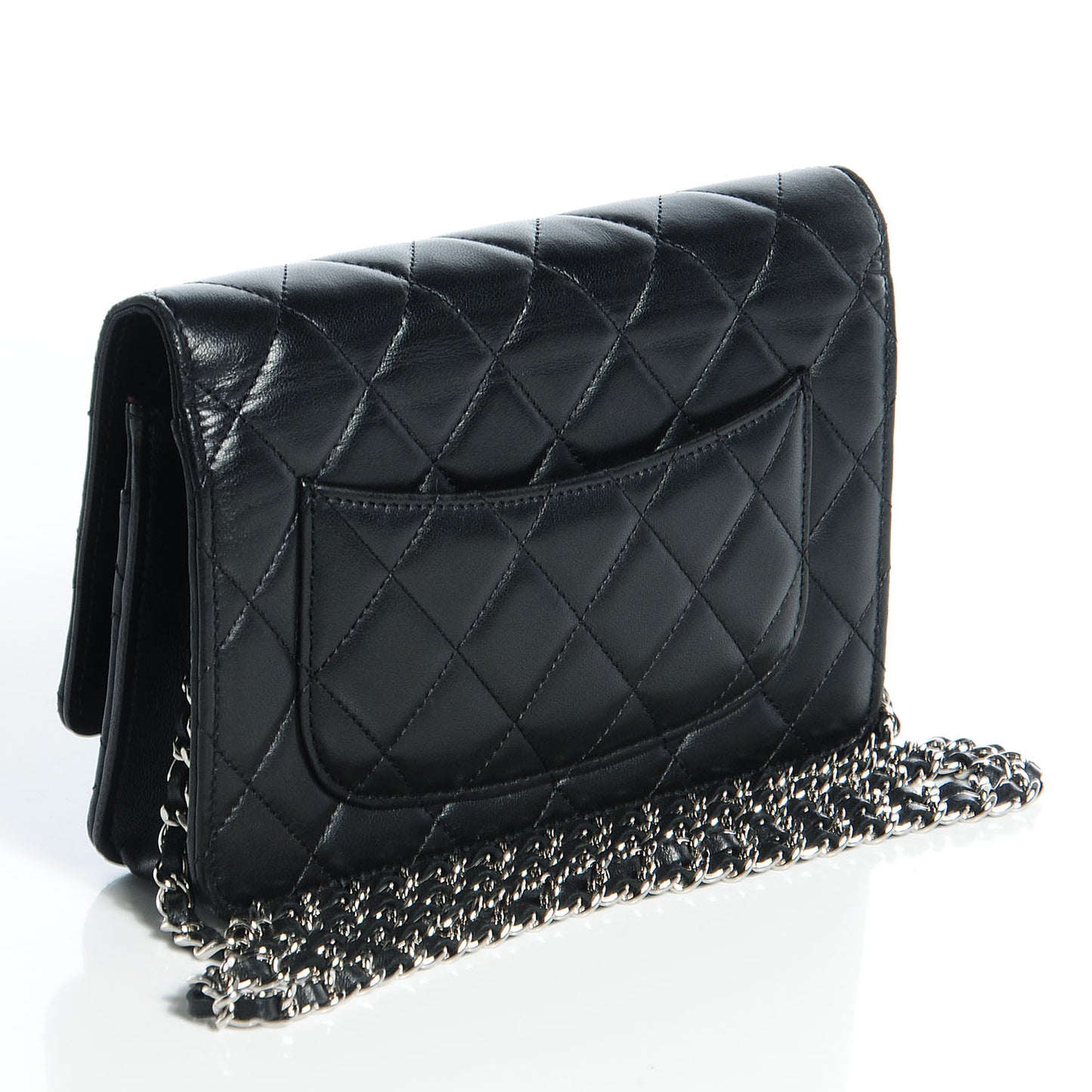 Lambskin Quilted Wallet On Chain WOC Black