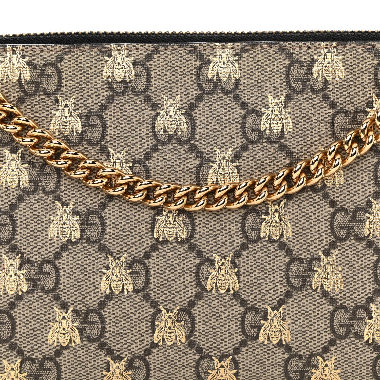 Gucci GG Supreme Monogram Bees Wrist Wallet Beige Black 7 of 12