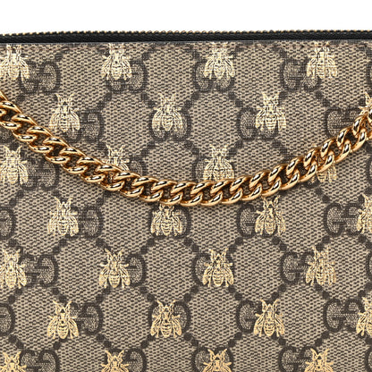 Gucci GG Supreme Monogram Bees Wrist Wallet Beige Black 7 of 12