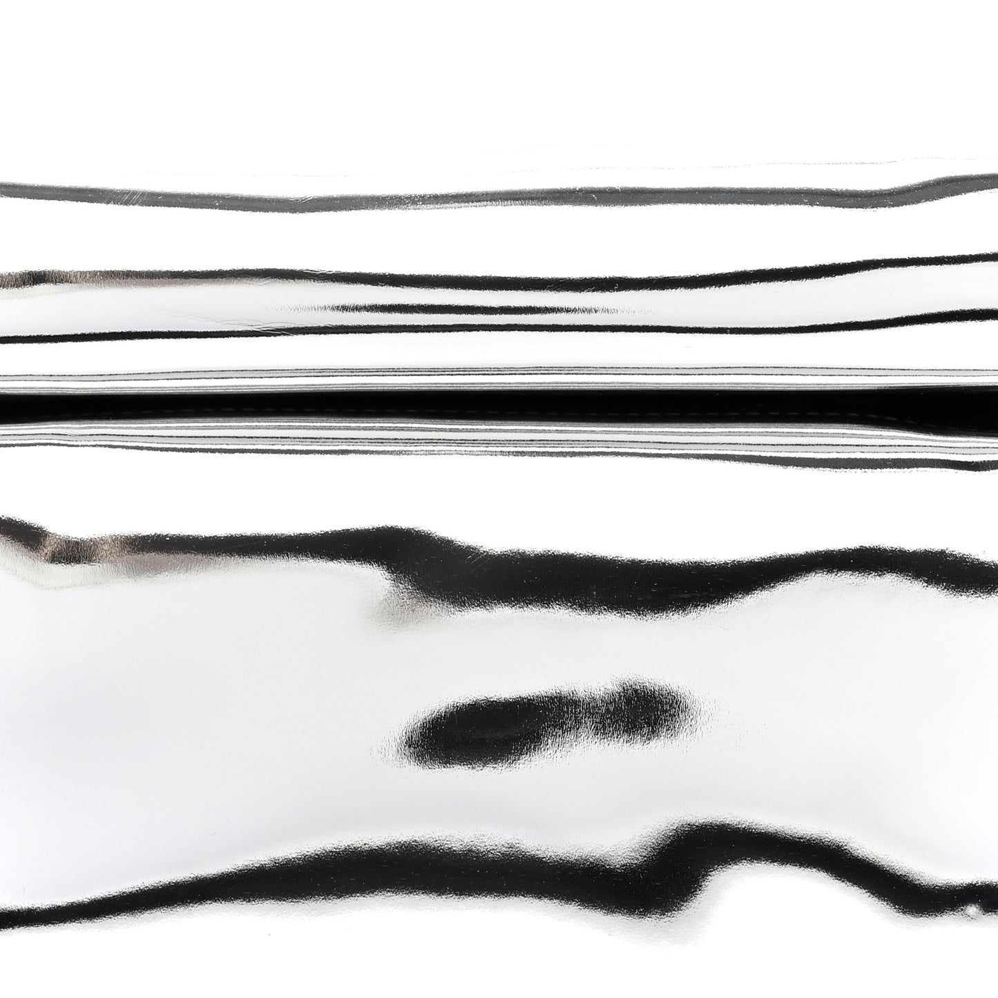 Metallic Patent Calfskin La Pochette Rond Carre Silver