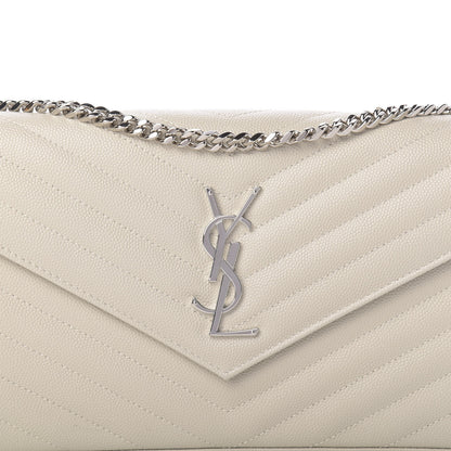 Saint Laurent Grain De Poudre Matelasse Chevron Monogram Chain Wallet Icy White 11 of 11