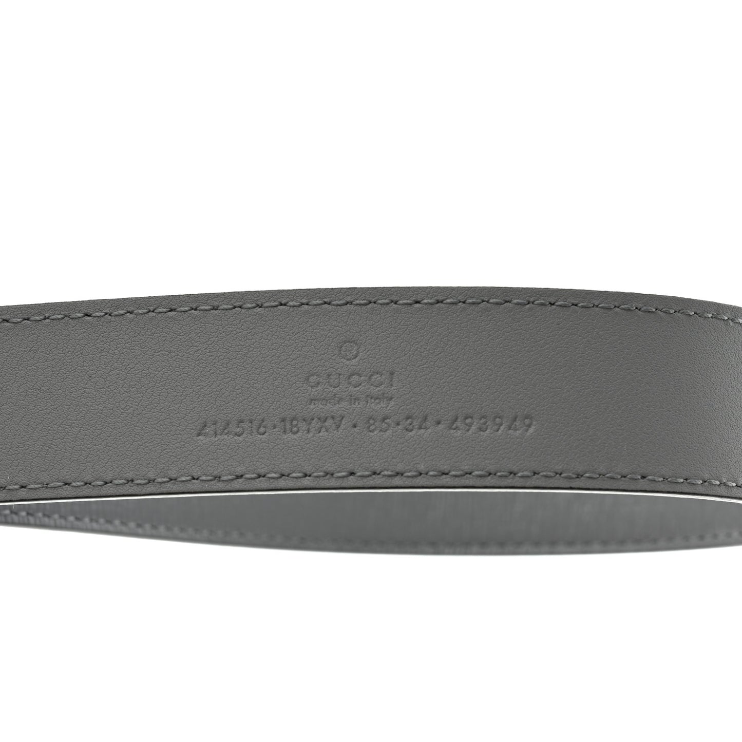 Azalea Calfskin Enamel Monochrome Double G 30mm Belt 85 34 Deep Grey
