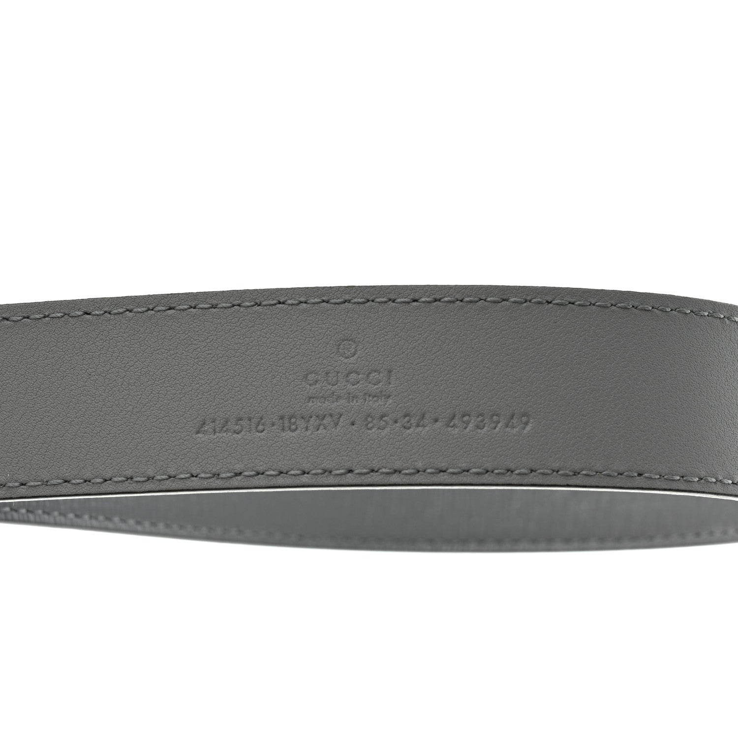 Gucci Azalea Calfskin Enamel Monochrome Double G 30mm Belt 85 34 Deep Grey 3 of 5