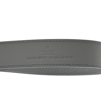 Gucci Azalea Calfskin Enamel Monochrome Double G 30mm Belt 85 34 Deep Grey 3 of 5