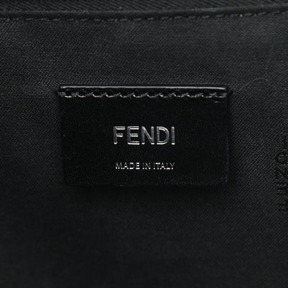 Fendi Glazed Fabric Vitello Liberty FF 1974 Diagonal East West Shopper Tote Tobacco Moresco Black 6 of 10