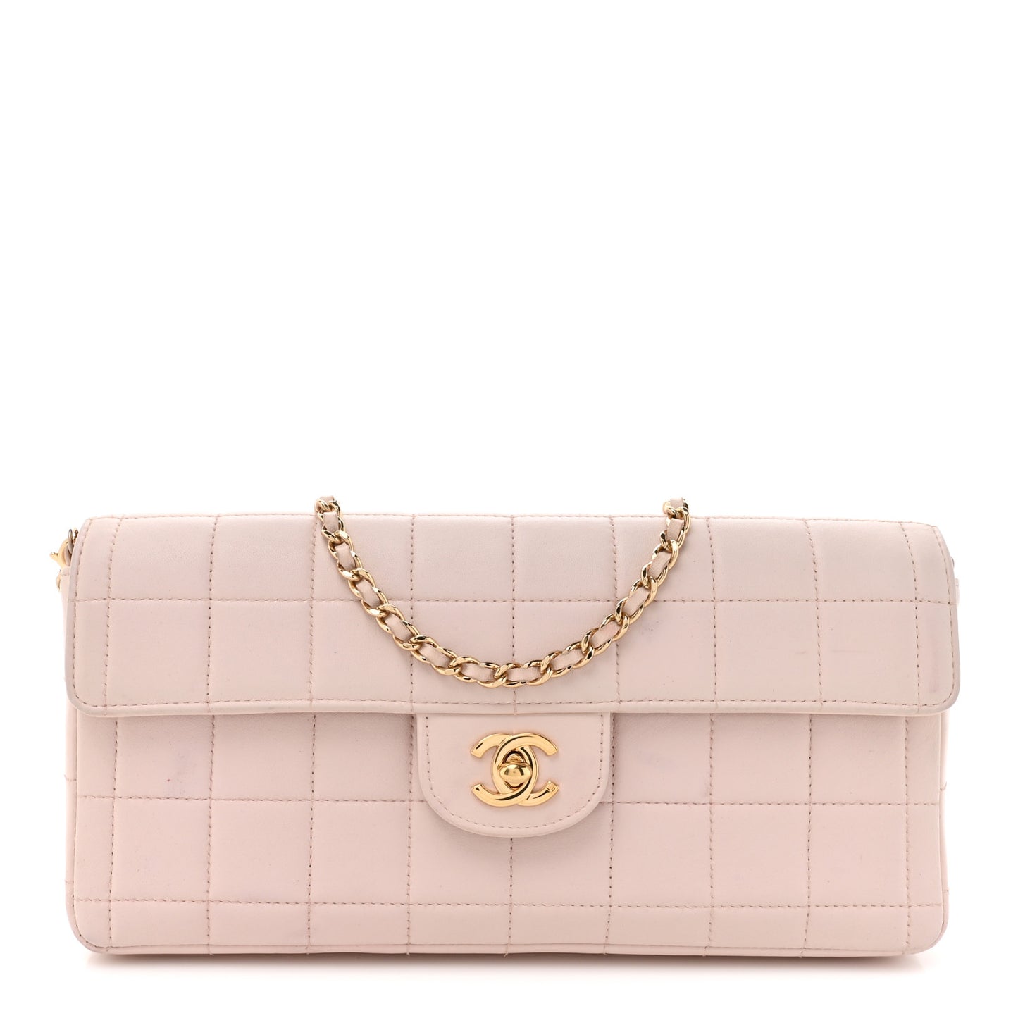 Lambskin East West Chocolate Bar Flap Pink