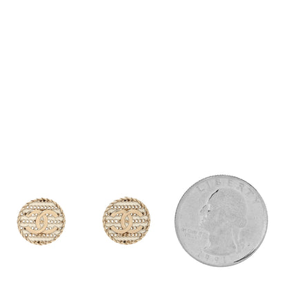 Chanel Chain CC Round Earrings Gold White 2 of 4