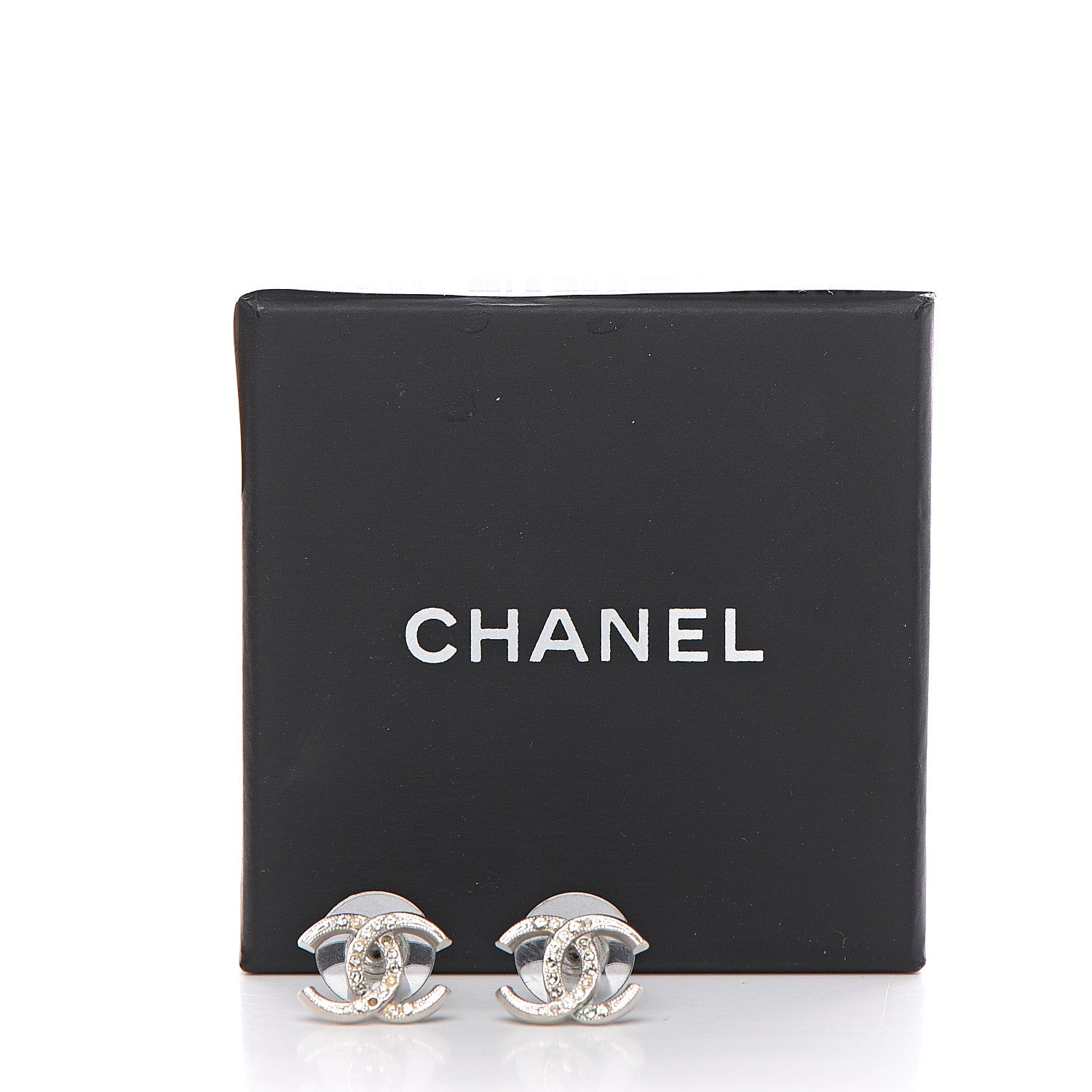 Chanel Crystal CC Moon Earrings Silver 4 of 4
