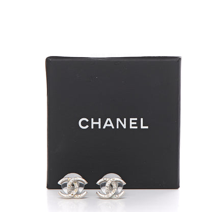 Chanel Crystal CC Moon Earrings Silver 4 of 4