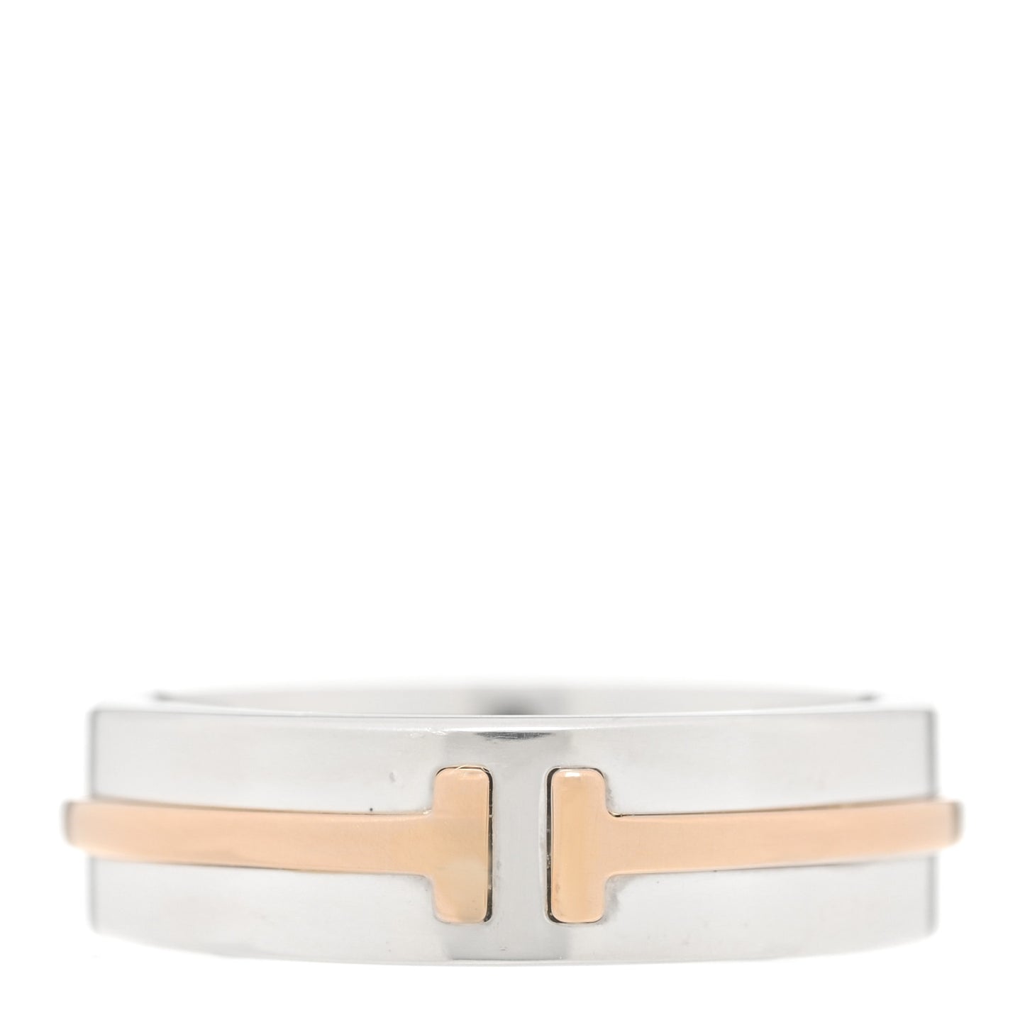 Sterling Silver 18K Rose Gold Tiffany T Wide Ring 54 6.75