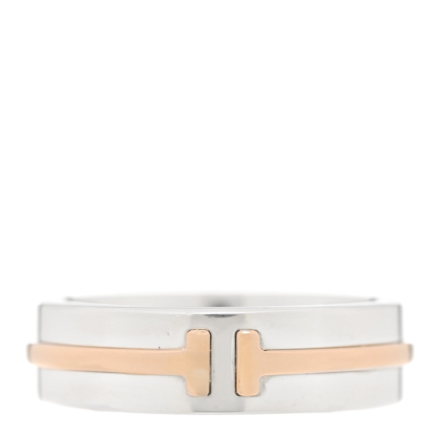 Tiffany Sterling Silver 18K Rose Gold Tiffany T Wide Ring 54 6.75 1 of 4