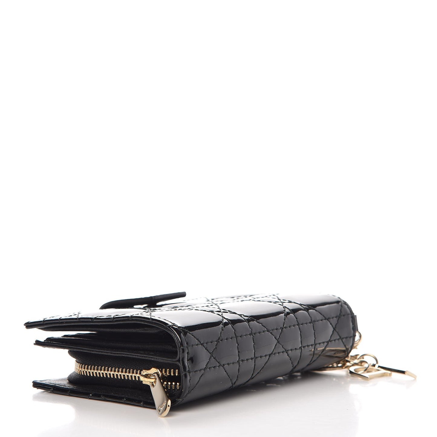 Patent Cannage Lady Dior Eden Wallet Black