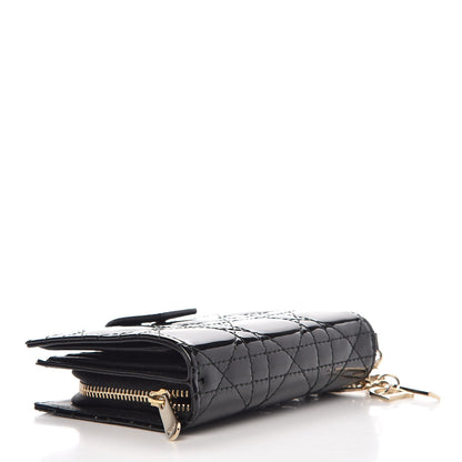 Christian Dior Patent Cannage Lady Dior Eden Wallet Black 4 of 6