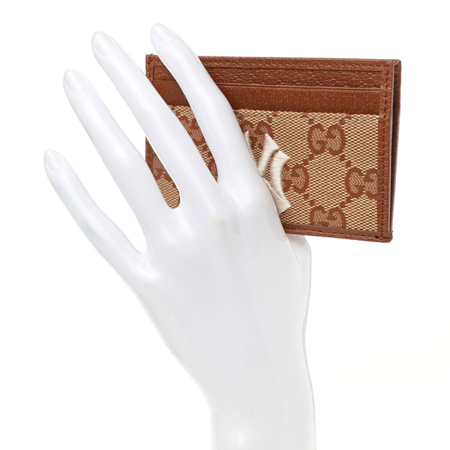 X MLB GG Monogram NY Yankees Card Holder Beige Ruggine Ivory