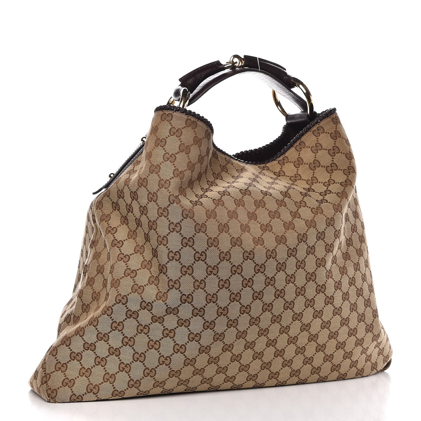 Monogram Large Horsebit Chain Hobo Dark Brown