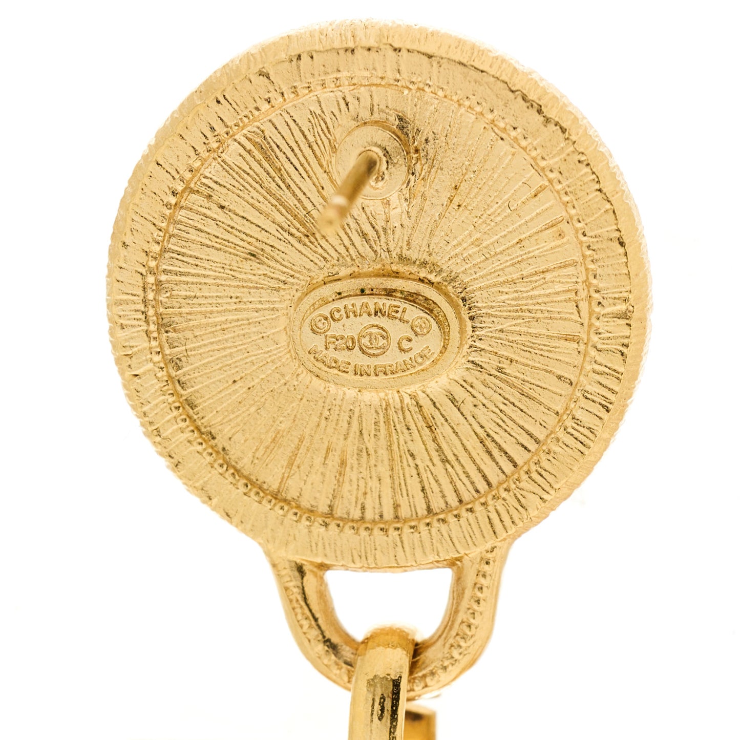 Pearl CC Tags Drop Earrings Gold