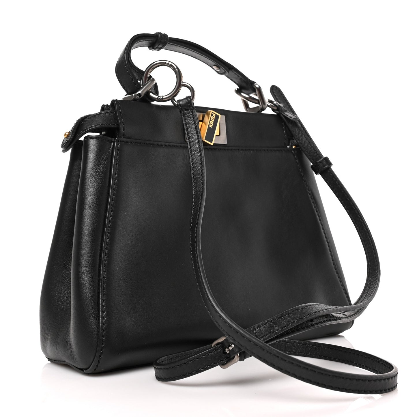 Vitello Saddle Mini Peekaboo Iconic Satchel Black