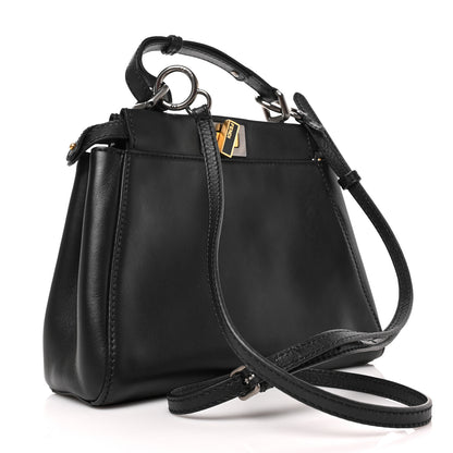 Fendi Vitello Saddle Mini Peekaboo Iconic Satchel Black 3 of 8
