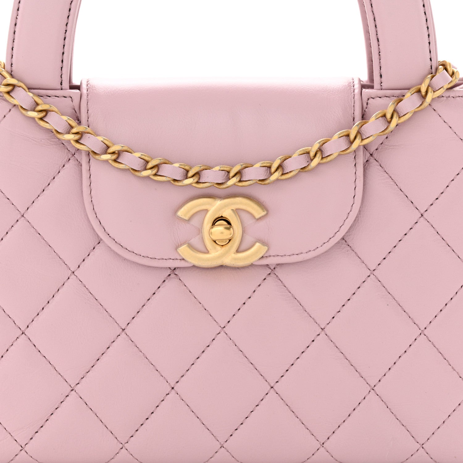 Chanel Shiny Aged Calfskin Quilted Nano Kelly Shopper Pink 8 of 10