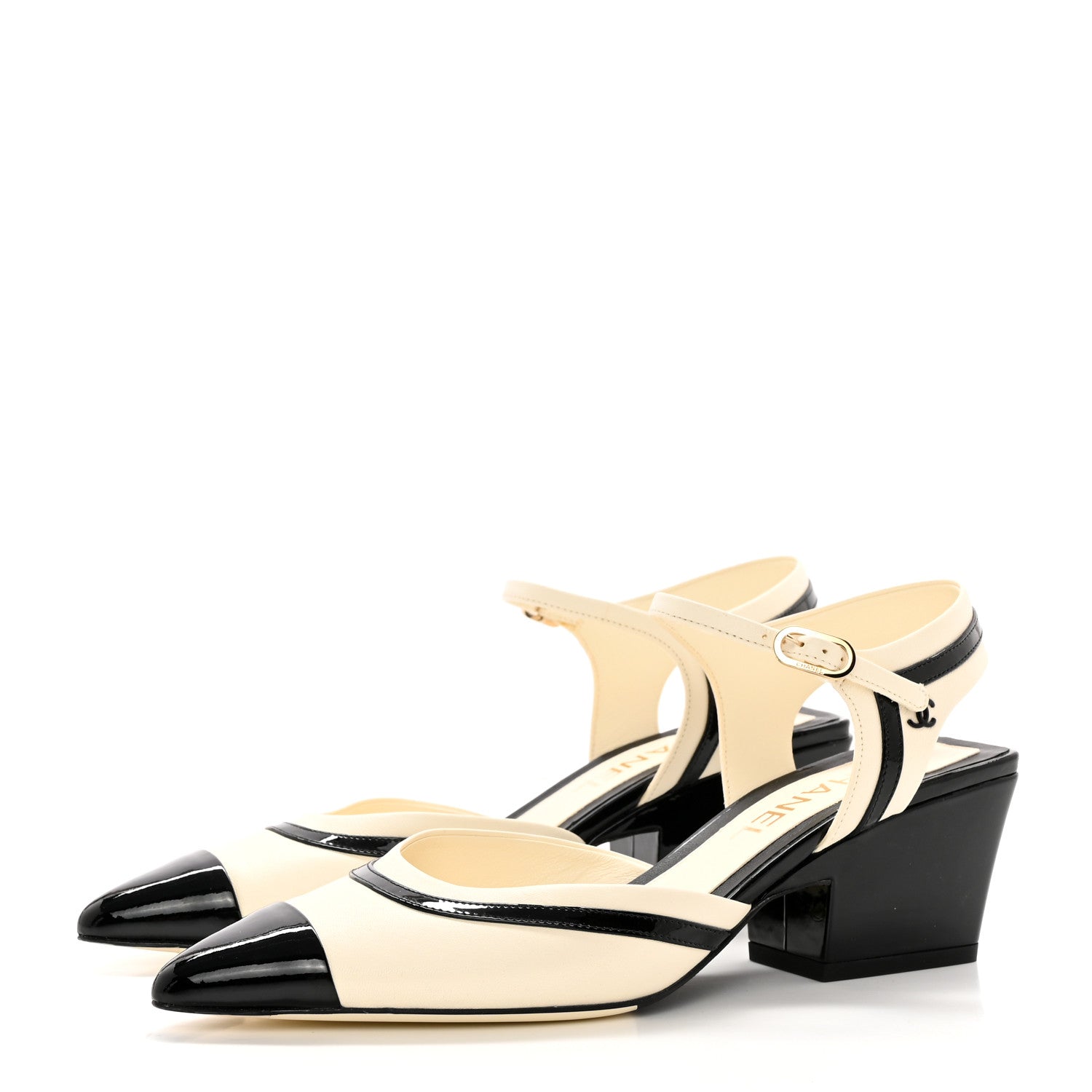 Chanel Patent Calfskin CC Ankle Strap Sandals 38 Pink Black 38 White Black 3 of 11