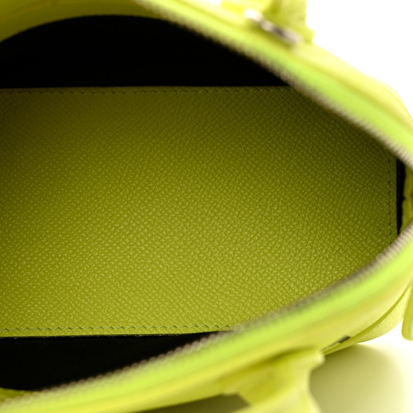 Signature Grained Calfskin Logo XXS Ville Top Handle Bag Acid Green Black