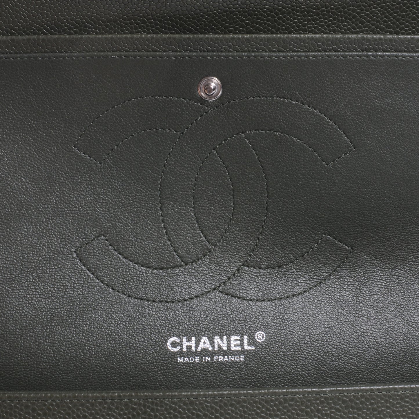 Caviar Jumbo Double Flap Dark Green