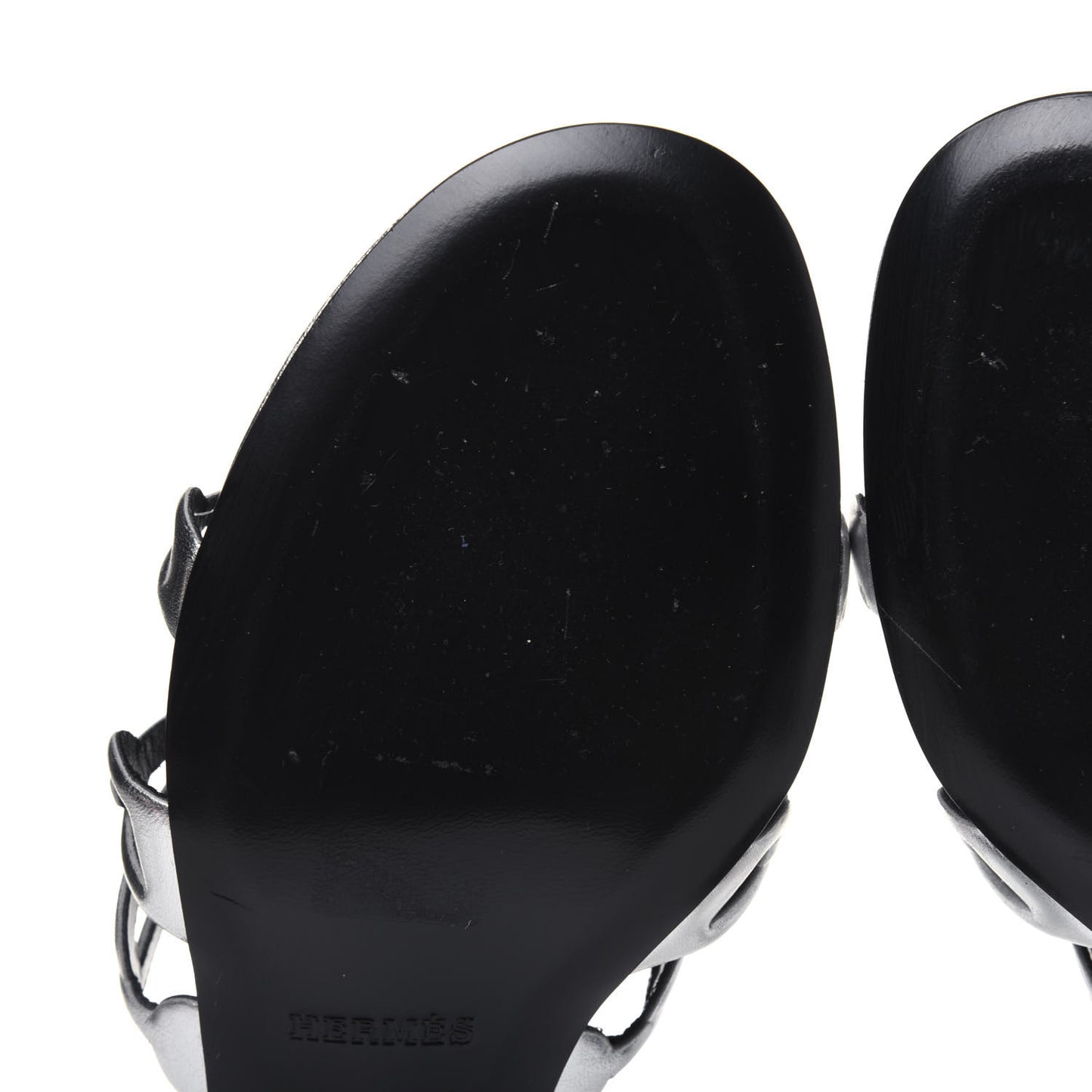 Metallic Calfskin Tandem Sandals 38 Gris Argente