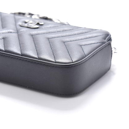 Chanel Calfskin Chevron Quilted Tassel Clutch With Chain Navy 12 of 19