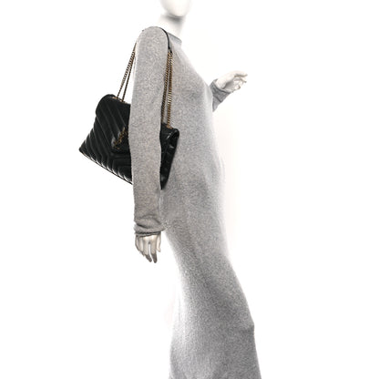 Saint Laurent Grain de Poudre Calfskin Y Quilted Monogram Medium Loulou Chain Satchel Black 2 of 11