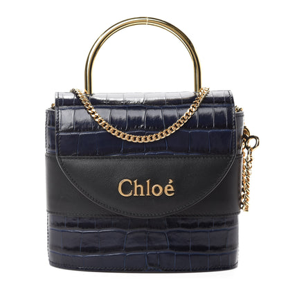 Chloe Calfskin Crocodile Embossed Small Aby Lock Full Blue 1 of 11