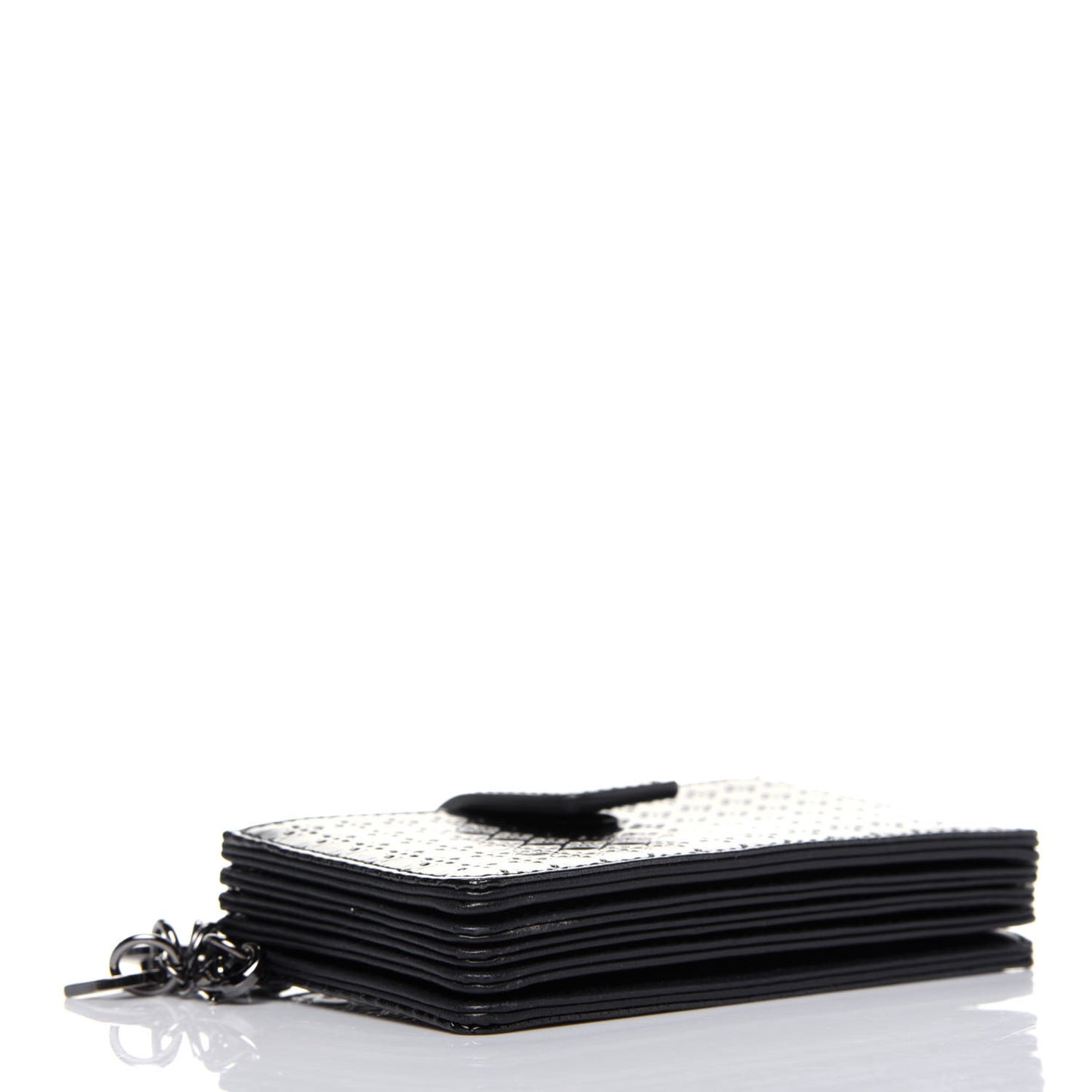 Metallic Patent Micro-Cannage Lady Dior 5-Gusset Card Holder Onyx Black