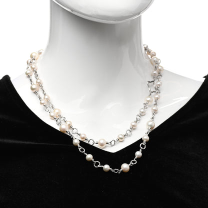 David Yurman Sterling Silver Pearl 9mm Quatrefoil Long Chain Necklace 2 of 4