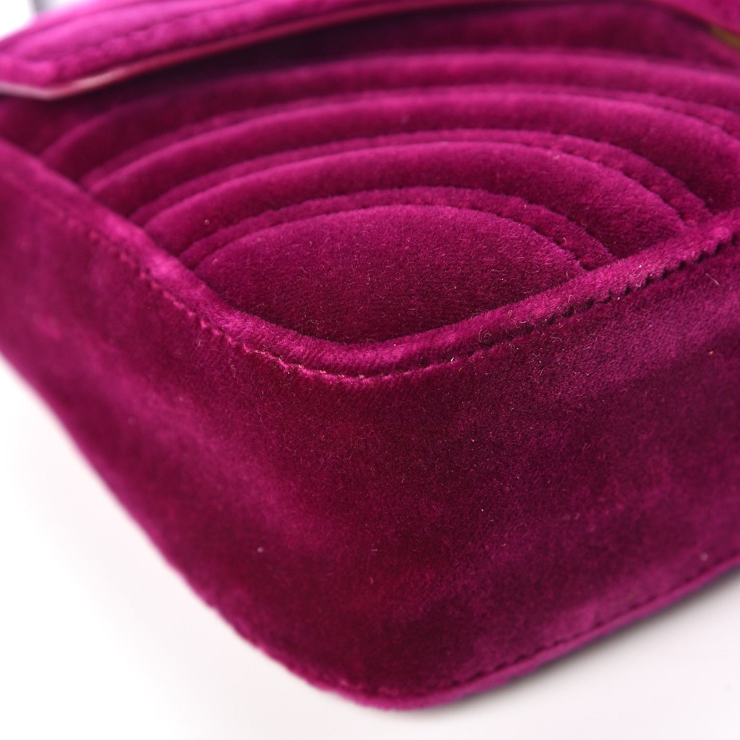 Gucci Velvet Matelasse Mini GG Marmont Shoulder Bag Fuchsia Violet Cyclamen 10 of 14