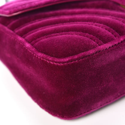 Gucci Velvet Matelasse Mini GG Marmont Shoulder Bag Fuchsia Violet Cyclamen 10 of 14