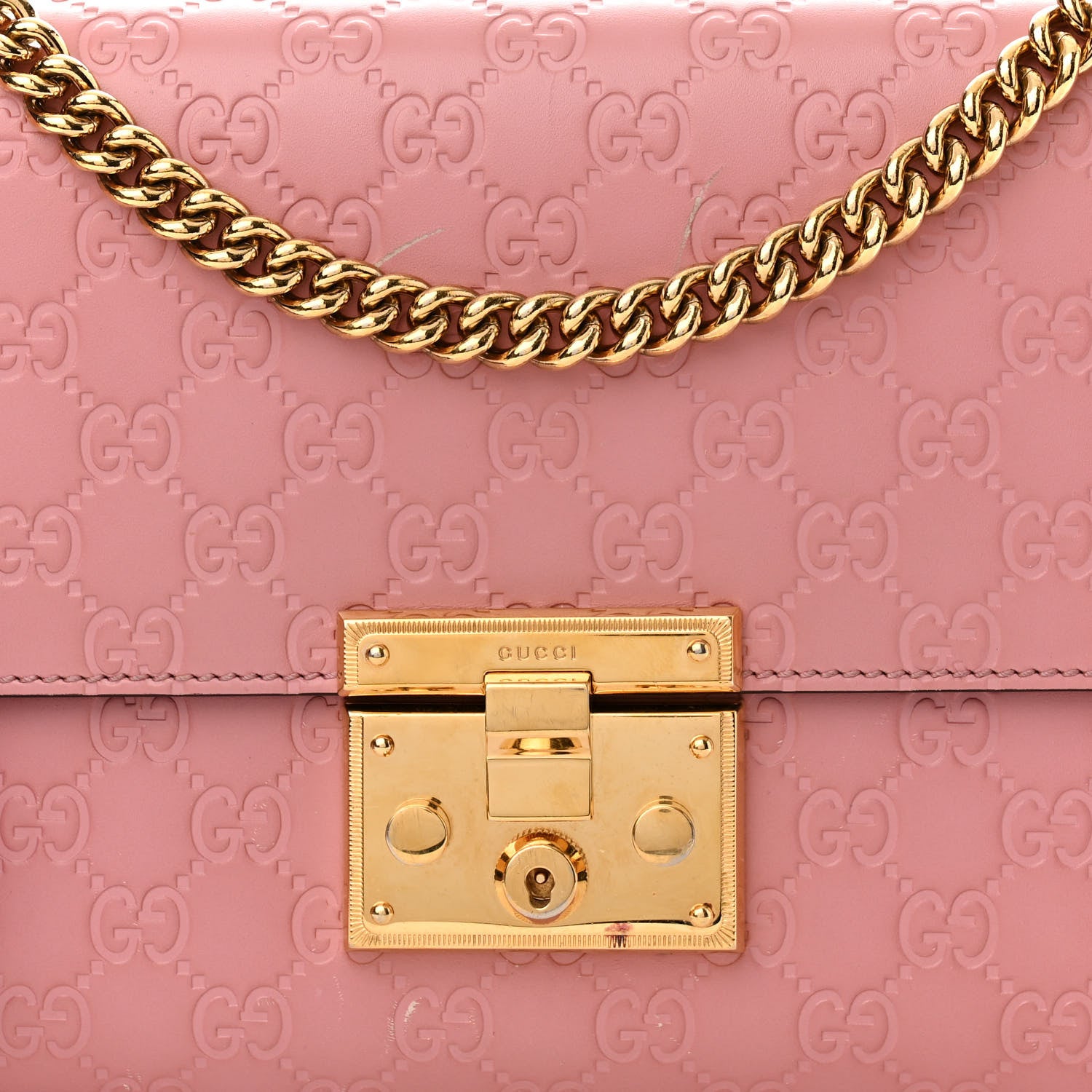 Gucci Guccissima Signature Medium Padlock Shoulder Bag Rose Baby Candy 8 of 14
