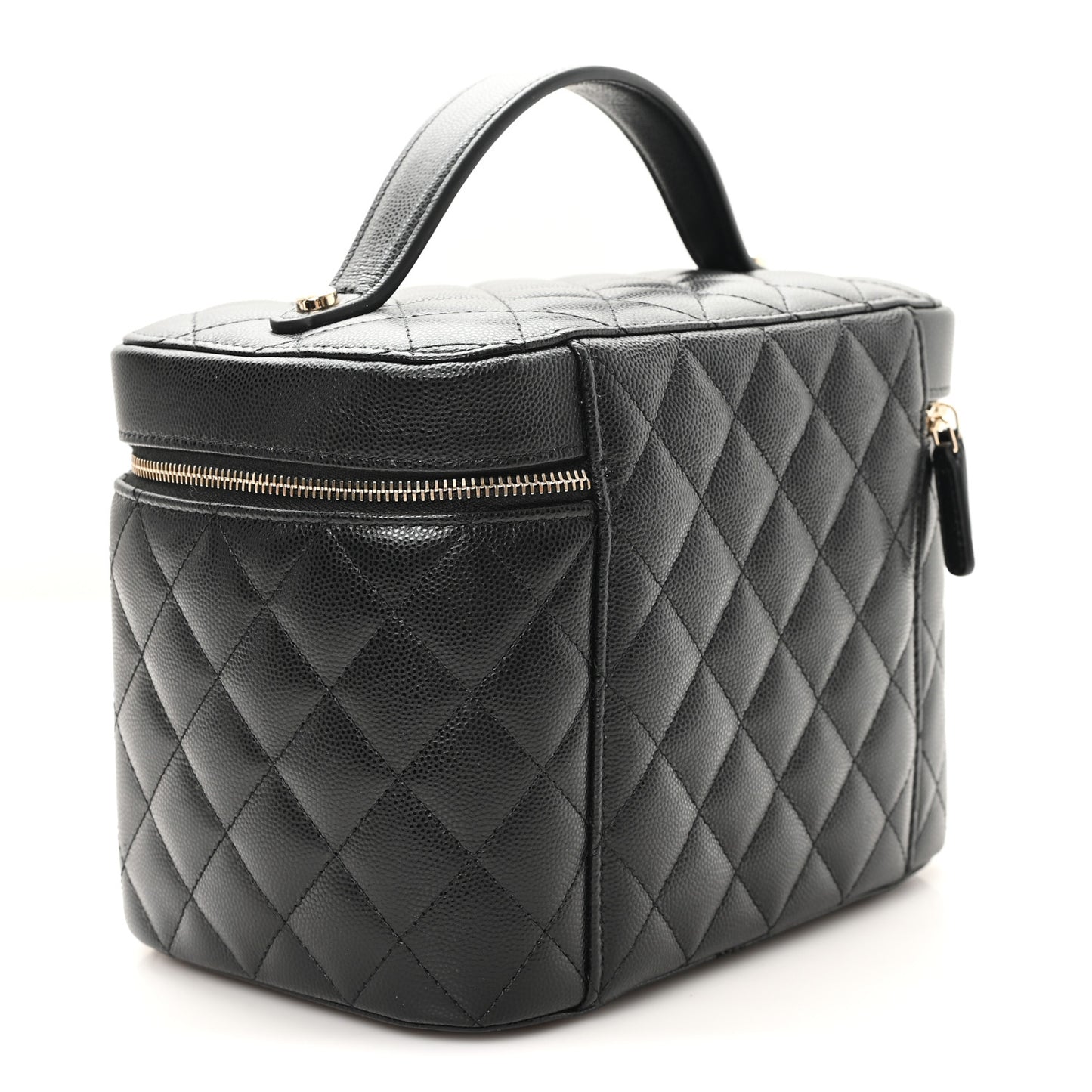 Caviar Quilted Large Vanity Pouch Black