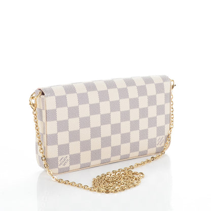 Louis Vuitton Damier Azur Pochette Felicie Chain Wallet Rose Ballerine 3 of 7