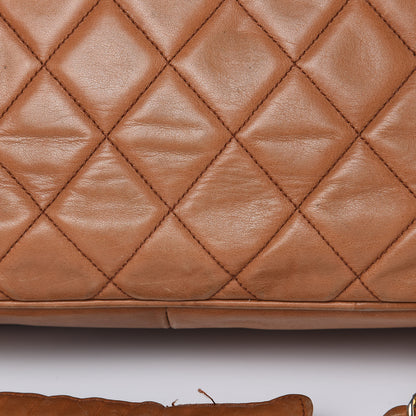 Chanel Lambskin Quilted Shopping Tote Brown 22 of 26