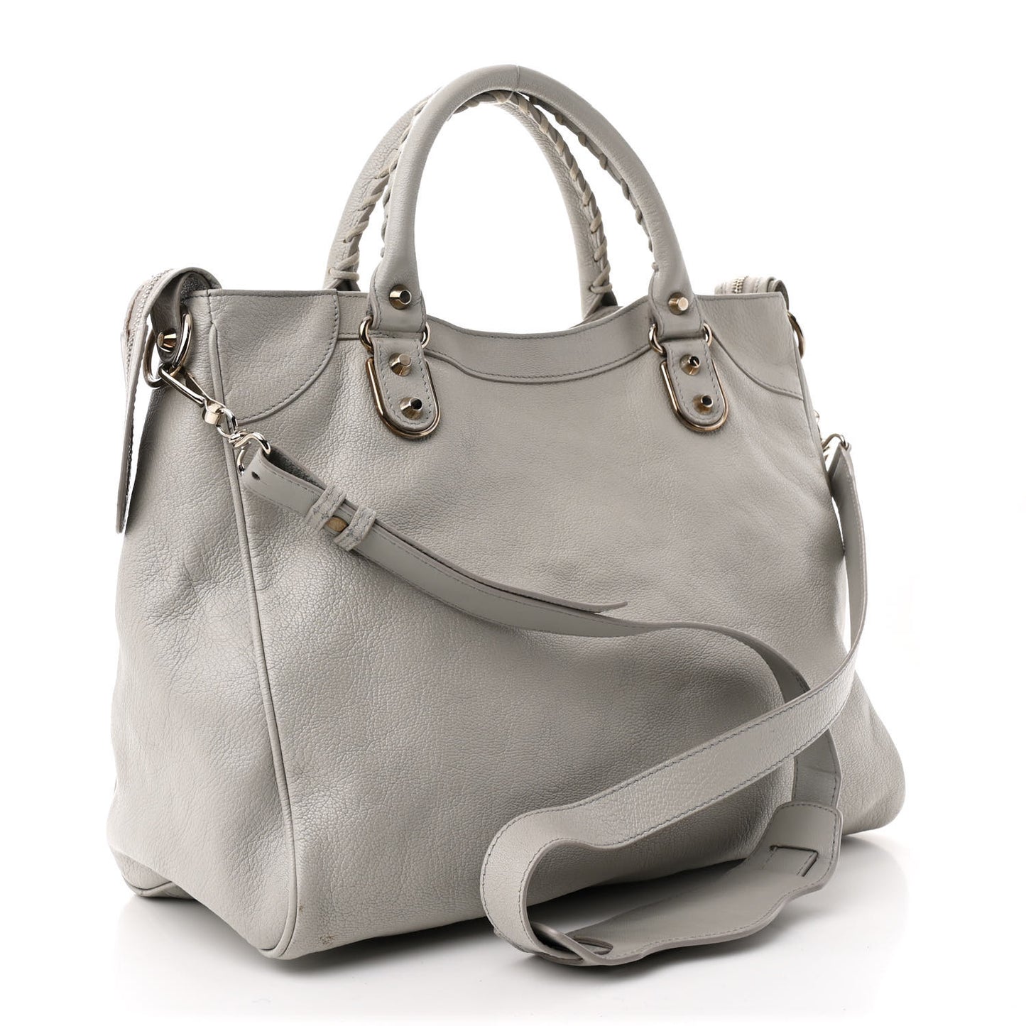 Chevre Silver Metallic Edge Hardware Velo Gris Perle