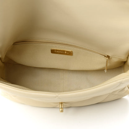 Chanel Lambskin Quilted Large Chanel 19 Flap Beige 5 of 10