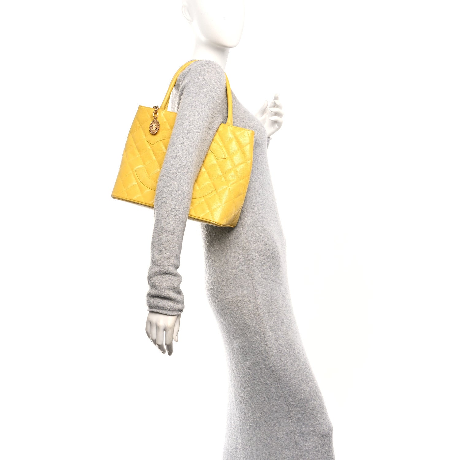 Chanel Caviar Quilted Medallion Tote Yellow 2 of 13